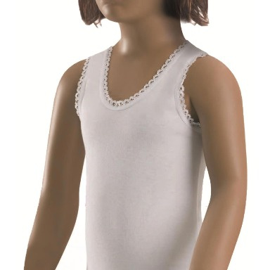 White Girls’ Cotton Ribbed Singlet vest