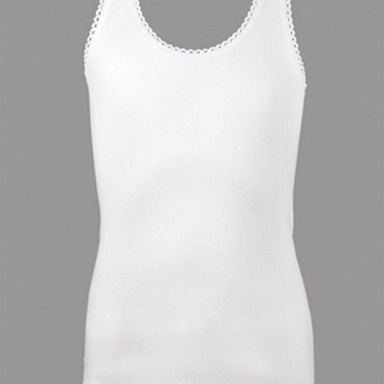 White Girls’ Cotton Ribbed Singlet vest
