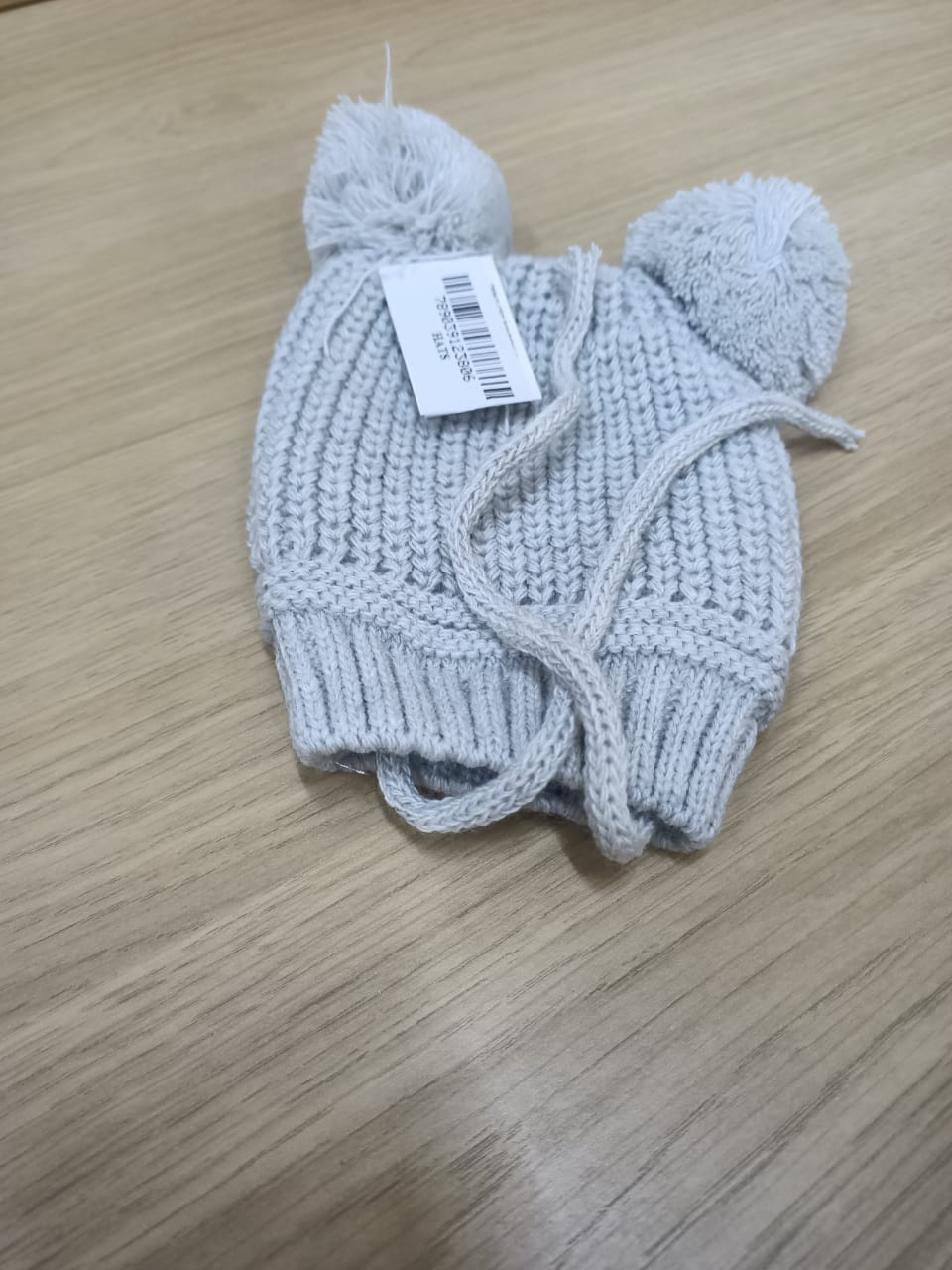 Baby Double Pom-Pom Knit Hat – Warm Winter Cap with Chin Strap
