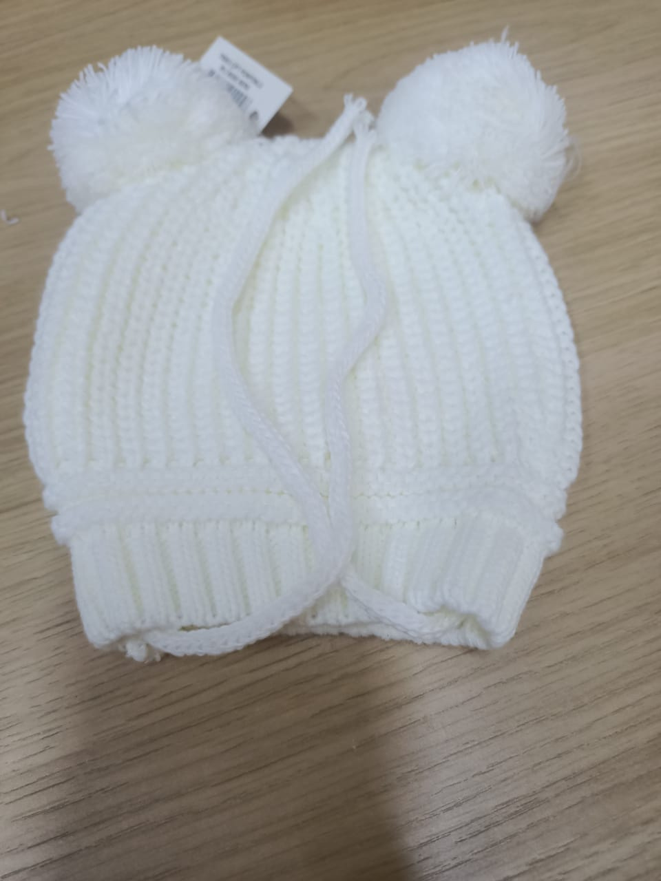 Baby Double Pom-Pom Knit Hat – Warm Winter Cap with Chin Strap