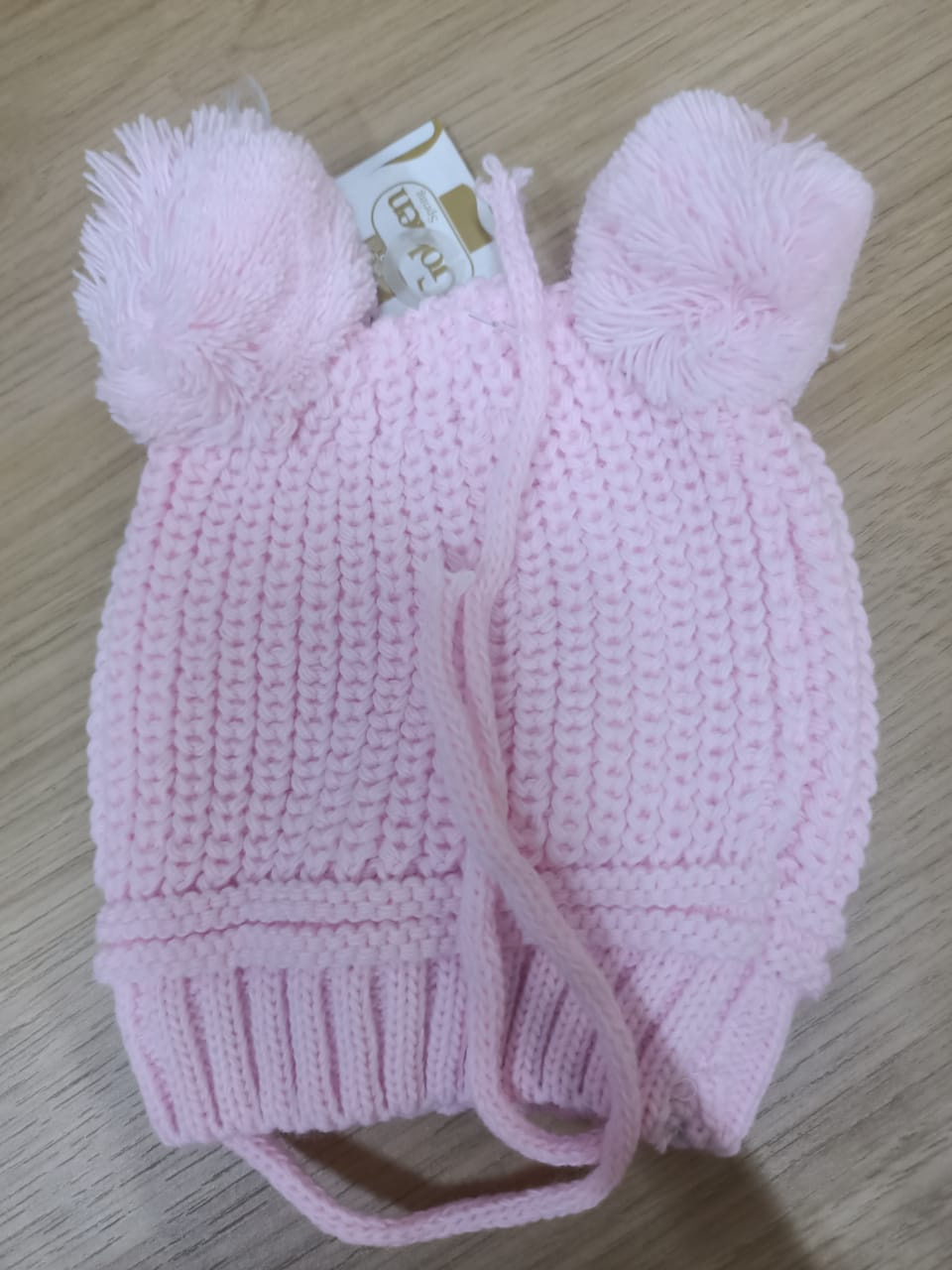 Baby Double Pom-Pom Knit Hat – Warm Winter Cap with Chin Strap