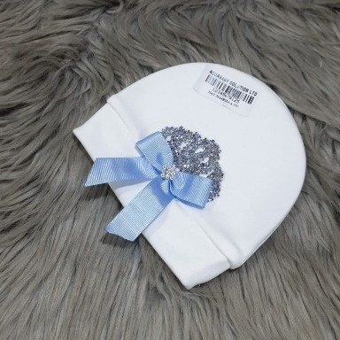 Baby Beanie with Layered Bow – Newborn Cotton Hat 0–3 Months