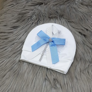 Baby Beanie with Layered Bow – Newborn Cotton Hat 0–3 Months