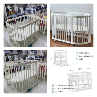 Wooden oval Baby Cot Bed – Safe & Stylish Nursery Crib for Newborns