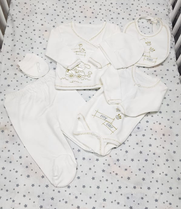 U.S. Polo Assn. Baby White Receiving Set – Soft Cotton Newborn Outfit (3-Piece, Unisex)