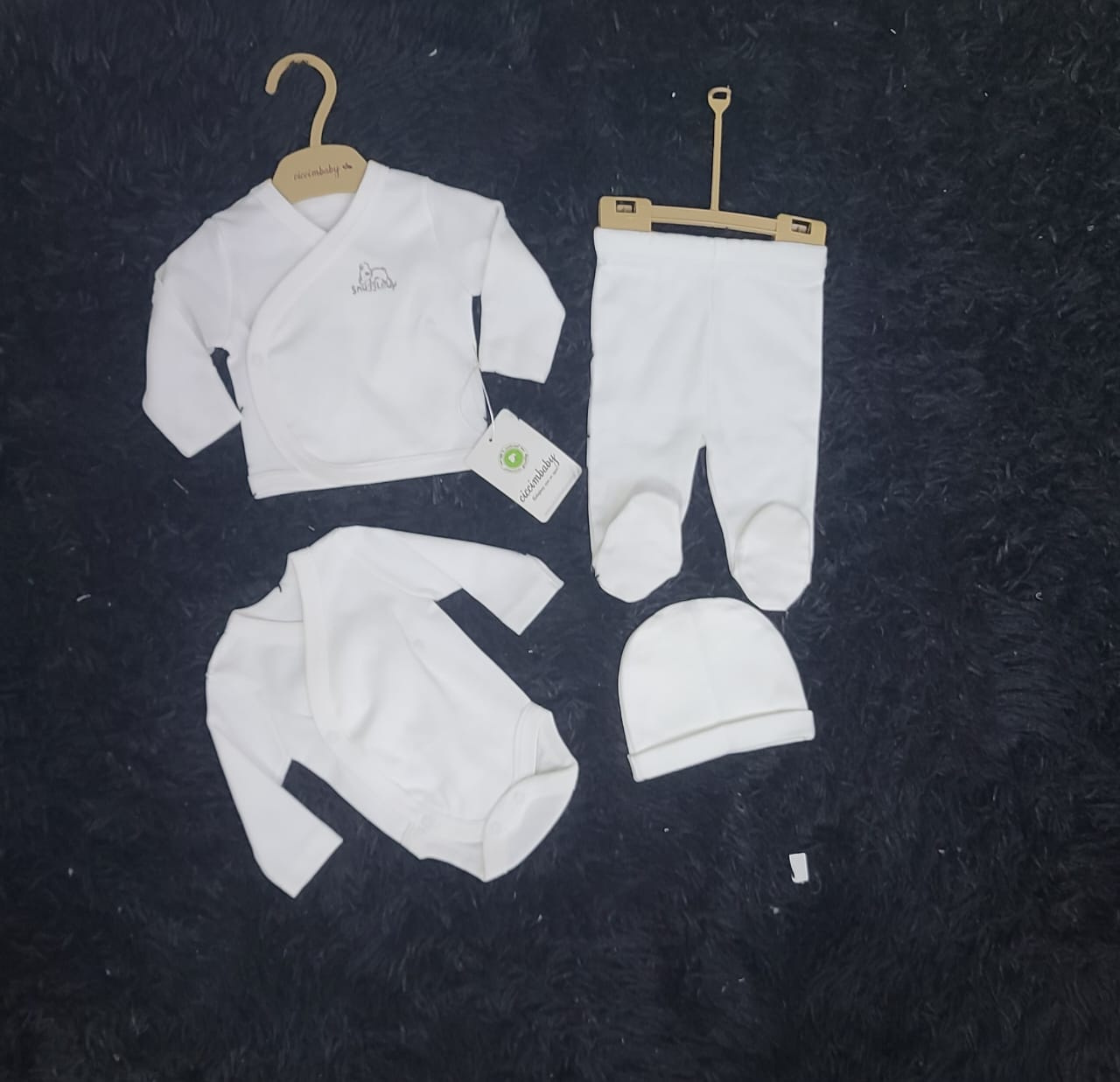 U.S. Polo Assn. Baby White Receiving Set – Soft Cotton Newborn Outfit (3-Piece, Unisex)
