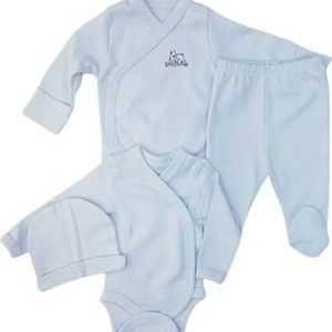 Aquababy Premature Baby Receiving Set – 4 Piece Light Blue Cotton Set