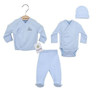 Aquababy Premature Baby Receiving Set – 4 Piece Light Blue Cotton Set