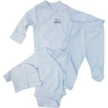 Aquababy Premature Baby Receiving Set – 4 Piece Light Blue Cotton Set