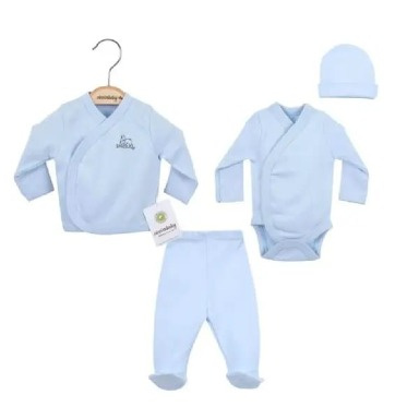 Aquababy Premature Baby Receiving Set – 4 Piece Light Blue Cotton Set