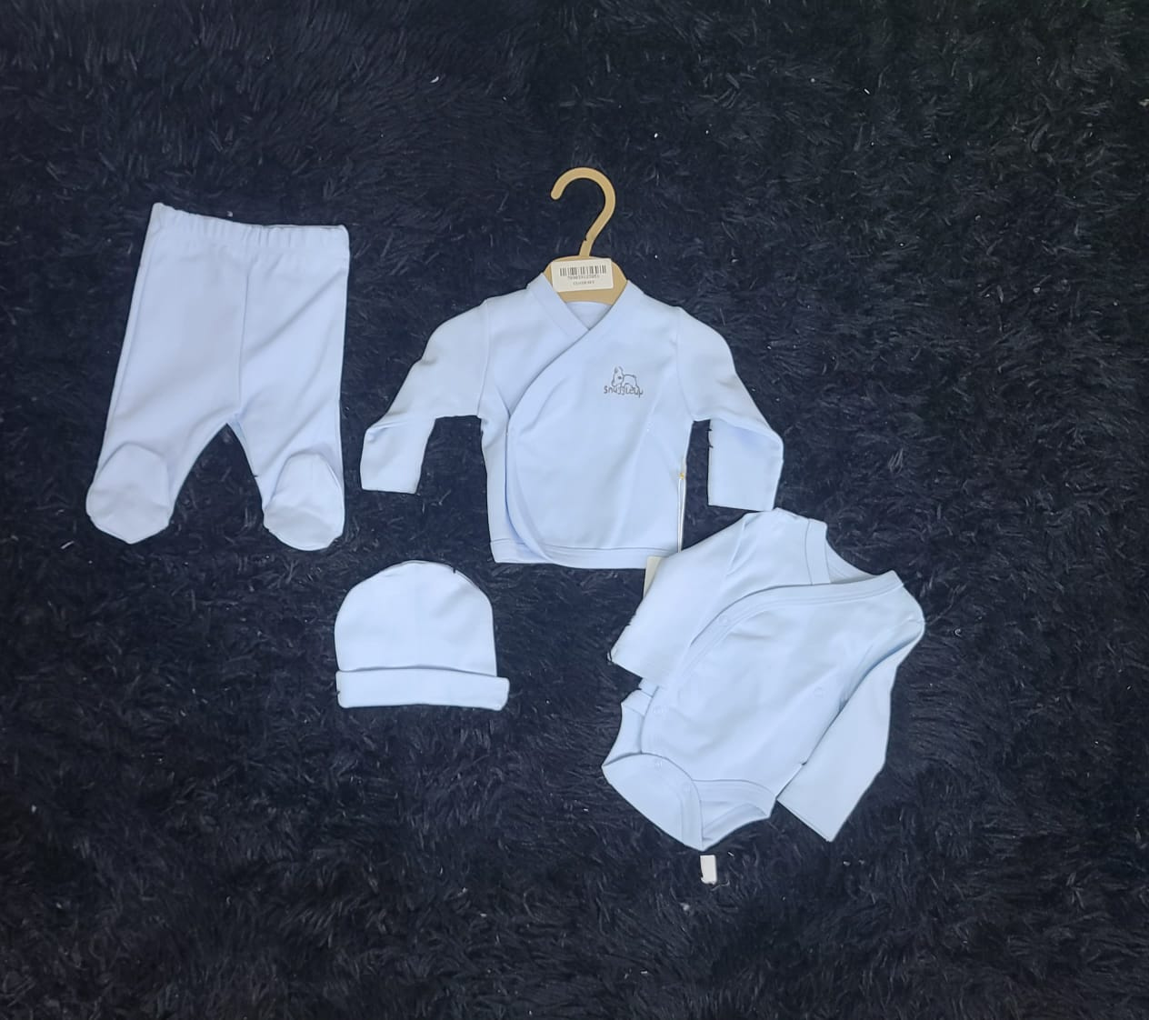 Aquababy Premature Baby Receiving Set – 4 Piece Light Blue Cotton Set