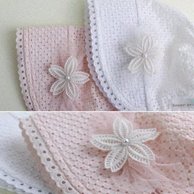 Vintage Baby Bonnet Hat – Lace Sun Hat with Flower for Infants