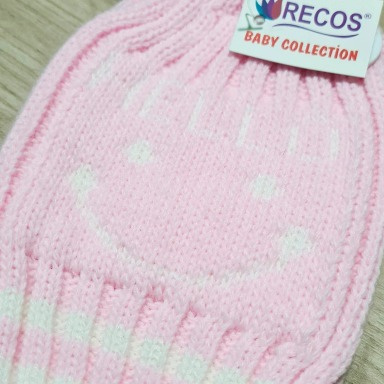 Baby Girl Knitted Bobble Hat – Pink Pom-Pom Winter Hat for Infants