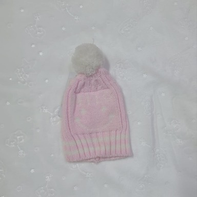Baby Girl Knitted Bobble Hat – Pink Pom-Pom Winter Hat for Infants
