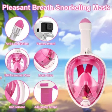 Full-Face Snorkeling Mask with Action Camera Mount for Girls