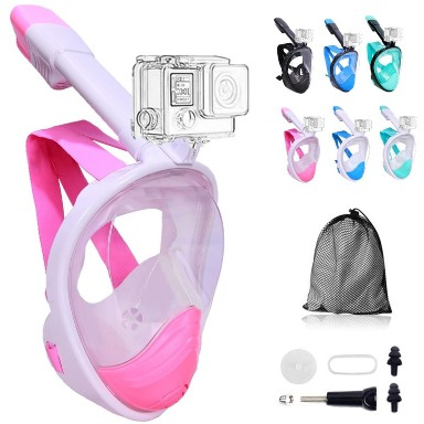 Full-Face Snorkeling Mask with Action Camera Mount for Girls