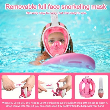 Full-Face Snorkeling Mask with Action Camera Mount for Girls