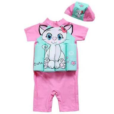 Girls' Buoyancy Swim Training Costume – Removable Foam Sticks