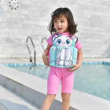 Girls' Buoyancy Swim Training Costume – Removable Foam Sticks