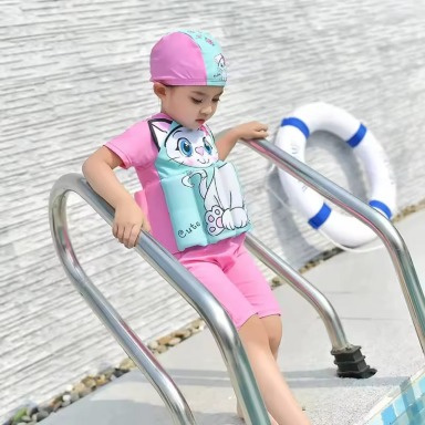 Girls' Buoyancy Swim Training Costume – Removable Foam Sticks