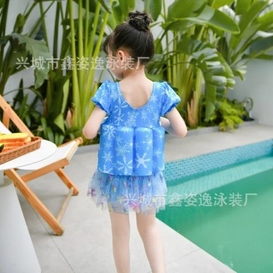 Girls' Frozen Float Swimsuit with Skirt and Built-in Floats – Elsa & Anna