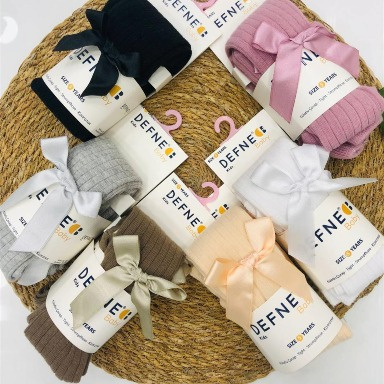 Baby Ribbed Cotton Stockings – Soft Stretch Stockings with Bow Detail