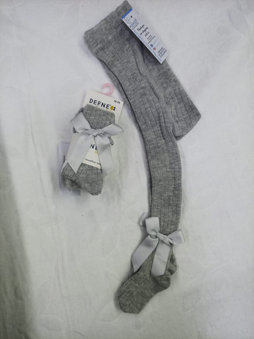 Baby Ribbed Cotton Stockings – Soft Stretch Stockings with Bow Detail