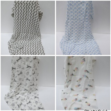 Aquababy 120×120cm Cotton Muslin Swaddle Blankets – Soft & Breathable