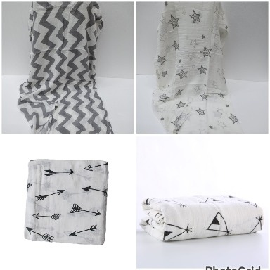 Aquababy 120×120cm Cotton Muslin Swaddle Blankets – Soft & Breathable