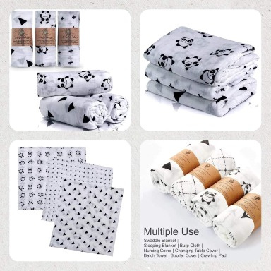 Aquababy 120×120cm Cotton Muslin Swaddle Blankets – Soft & Breathable