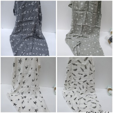 Aquababy 120×120cm Cotton Muslin Swaddle Blankets – Soft & Breathable