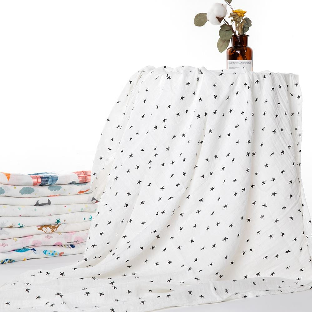 Aquababy 120×120cm Cotton Muslin Swaddle Blankets – Soft & Breathable