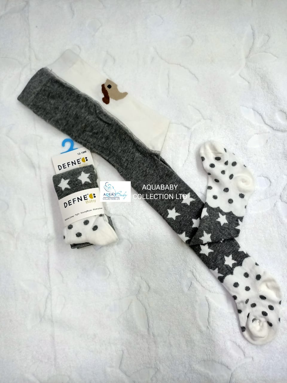 Defne Baby Infant Stockings – Star & Polka Dot Design – Single Pair