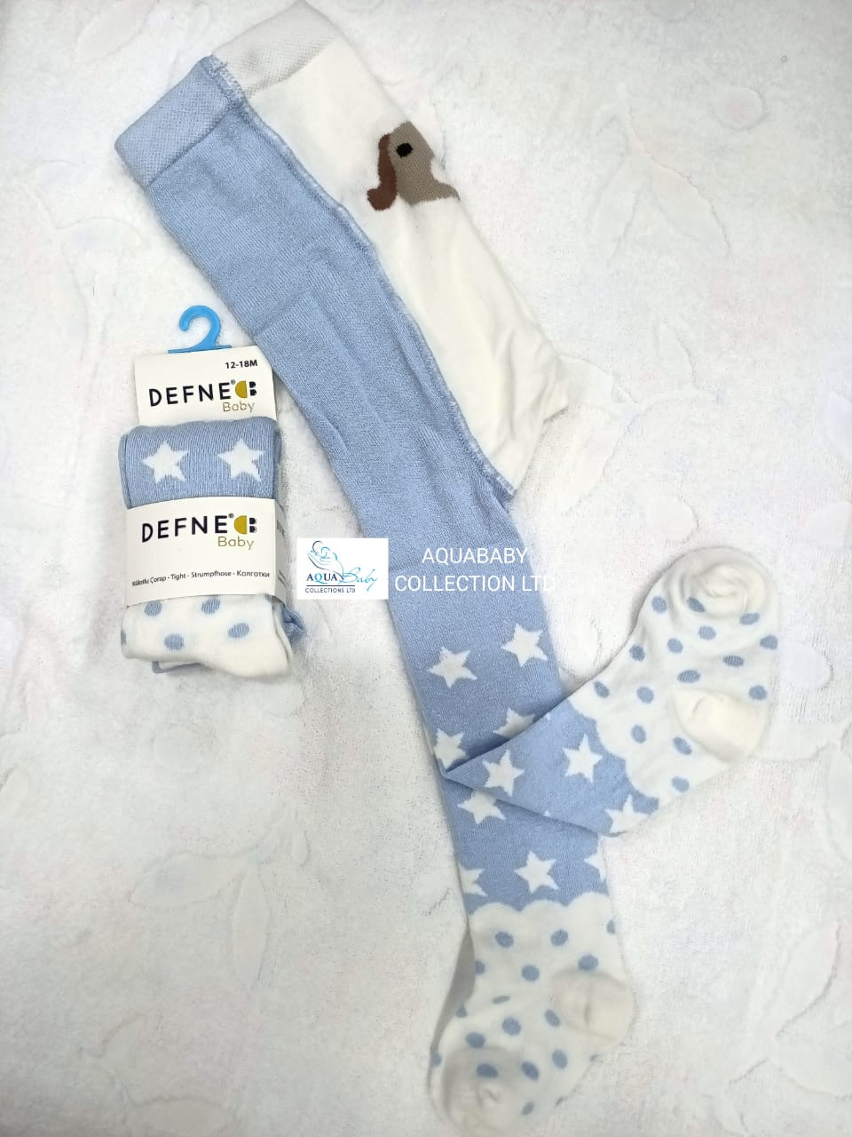 Defne Baby Infant Stockings – Star & Polka Dot Design – Single Pair