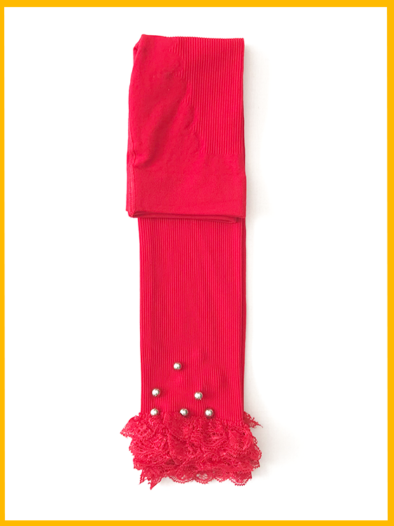 Fancy Girls’ Footless Tights with Lace & Pearls – 5 Years – Single Pair