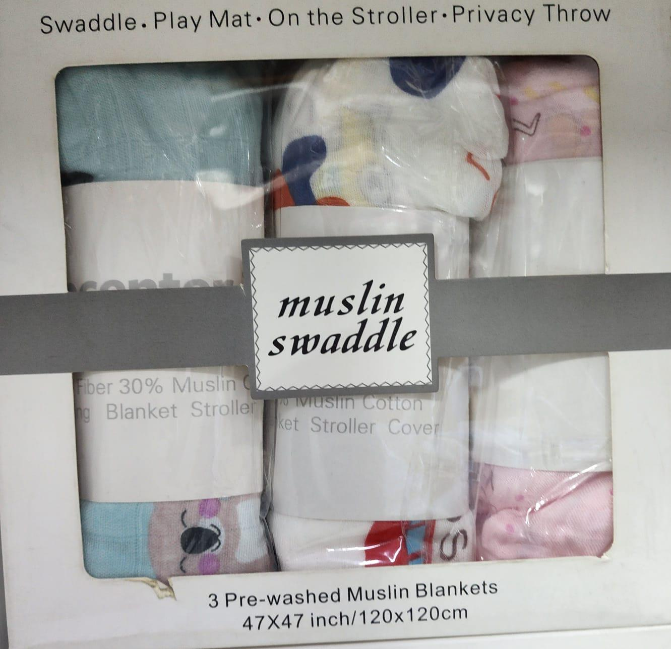 Storky Bamboo Muslin Swaddle Blanket (3-Pack)