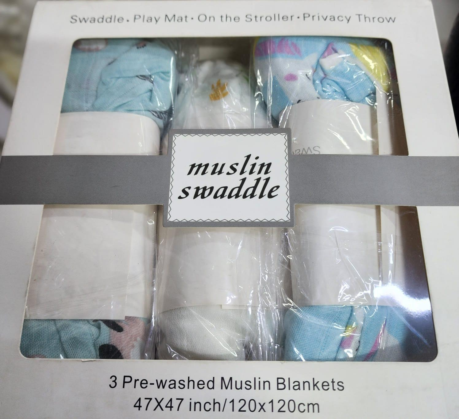 Storky Bamboo Muslin Swaddle Blanket (3-Pack)