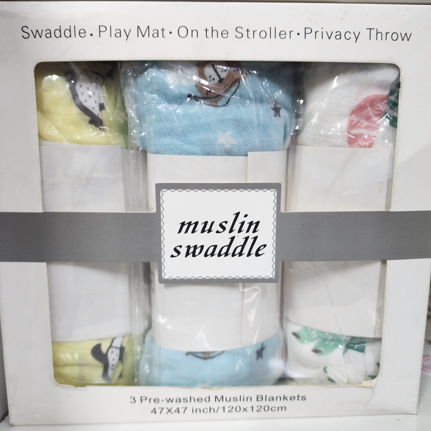 Storky Bamboo Muslin Swaddle Blanket (3-Pack)