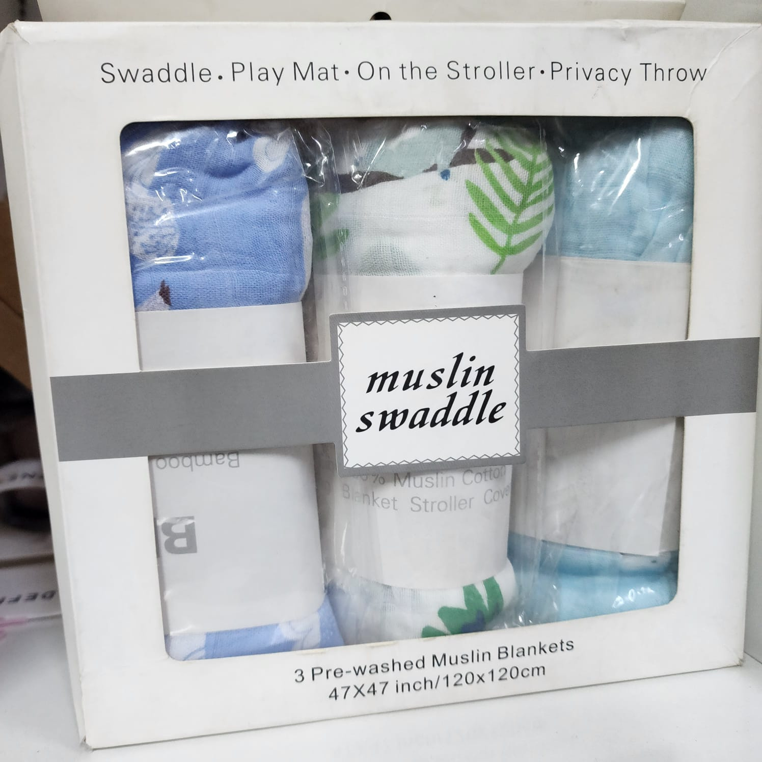Storky Bamboo Muslin Swaddle Blanket (3-Pack)