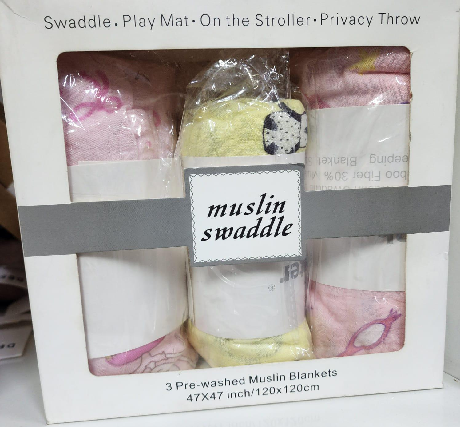 Storky Bamboo Muslin Swaddle Blanket (3-Pack)