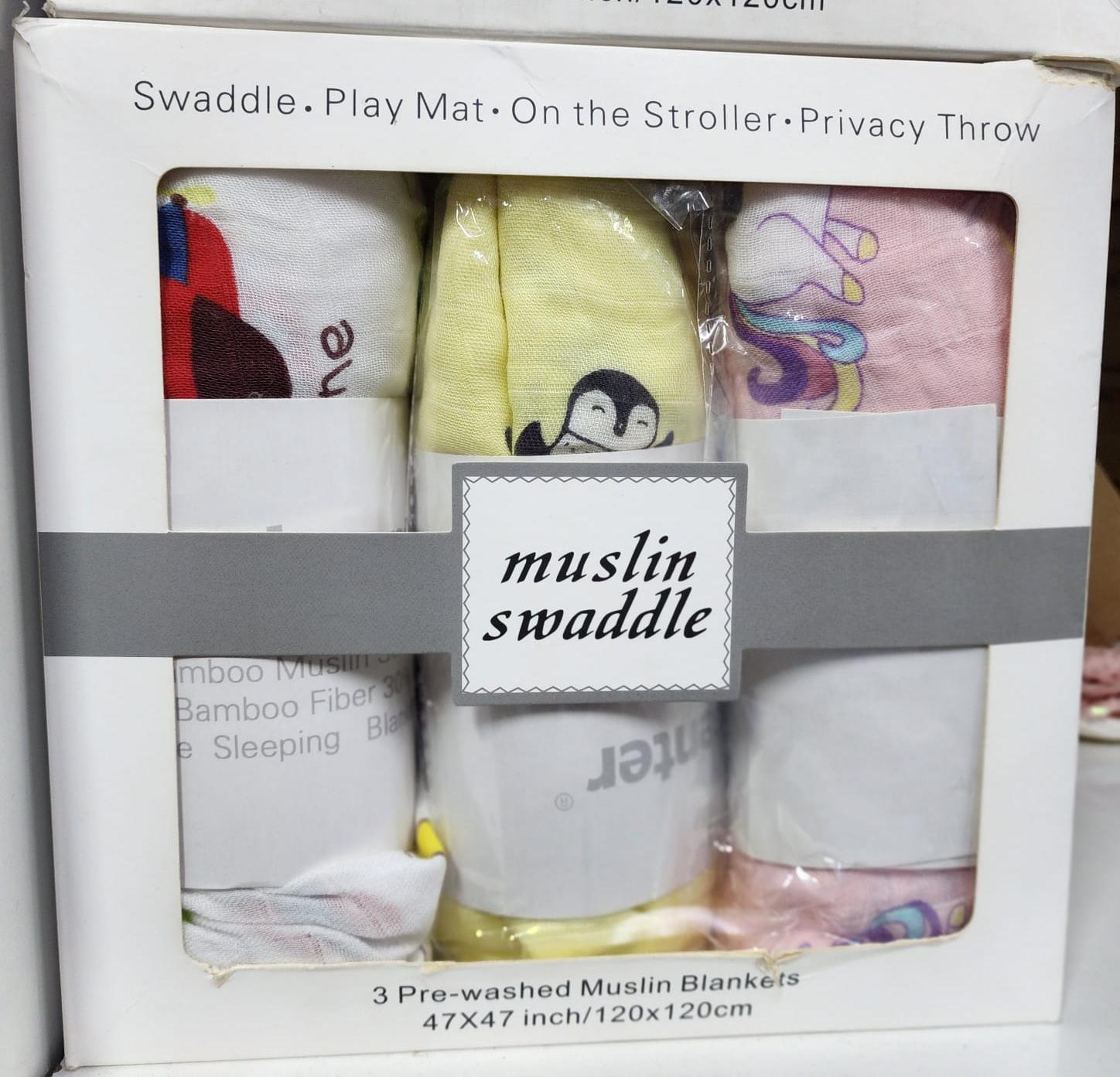Organic Bamboo Muslin Baby Swaddle Blanket (Multi-Purpose)