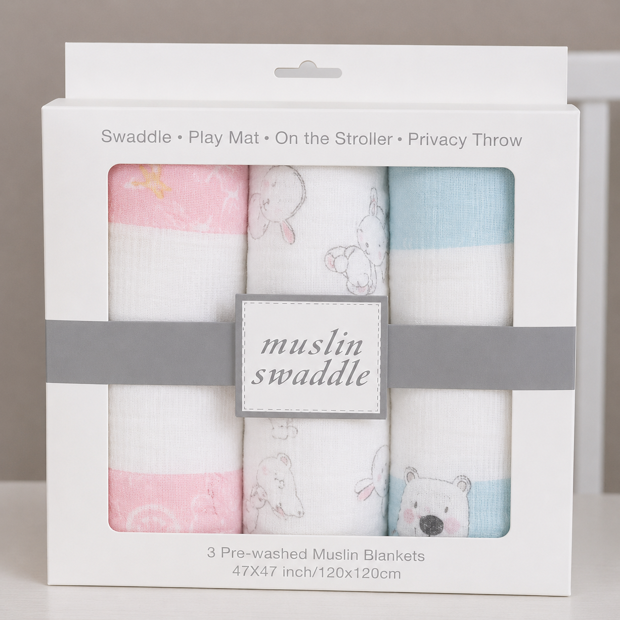 Organic Bamboo Muslin Baby Swaddle Blanket (Multi-Purpose)