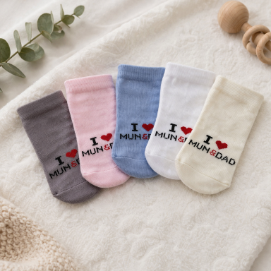 Aquababy Baby Socks | Soft Cotton Infant Socks “I Love Mum & Dad”