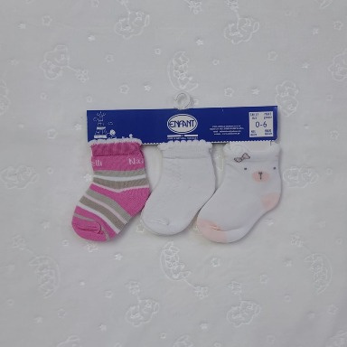 Enfant Baby Girls’ Socks 3-Pack – 0–6 Months