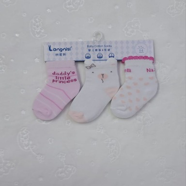 Langnisi Baby Cotton Socks 3-Pack – 0–6 Months