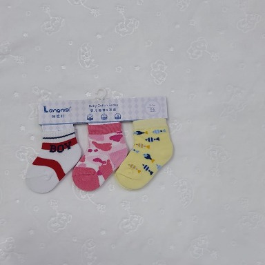 Langnisi Baby Cotton Socks 3-Pack – 0–6 Months