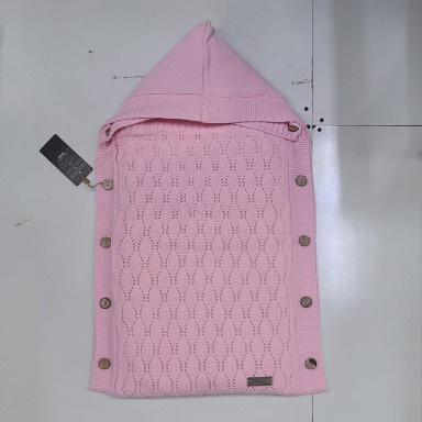 Premium Knitted Baby Swaddle Blanket with Hood & Buttons – Soft Newborn Wrap