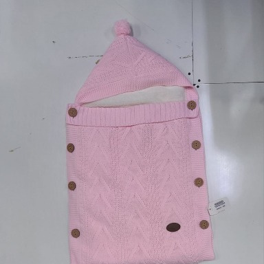 Premium Knitted Baby Swaddle Blanket with Hood & Buttons – Soft Newborn Wrap