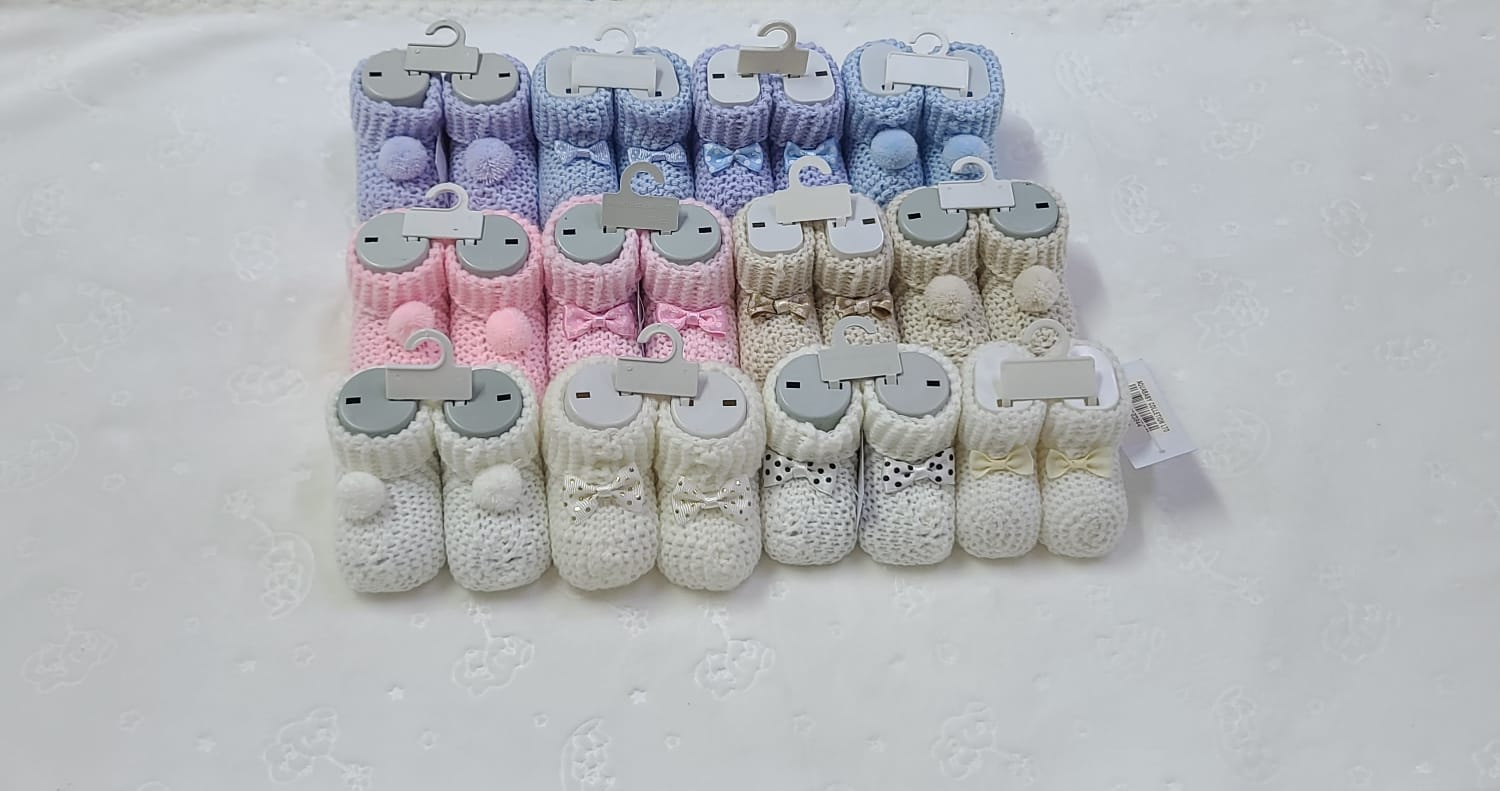 Knitted Baby Booties/Socks for Newborns – Soft & Warm Pinetki (0–6 Months)