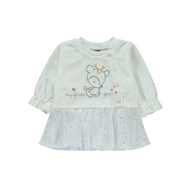 Baby Girls Cotton Peplum Top with Tulle Hem – My First Year Long Sleeve Outfit